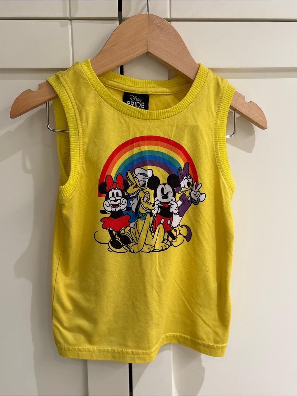 Disney PRIDE Collection 3T Yellow Tank Top with Rainbow Mickey Minnie Donald